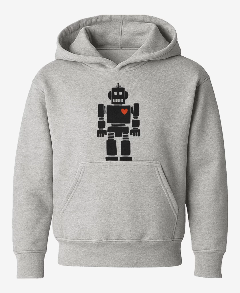 Poleron de niño Gris Melange de corazon de robot
