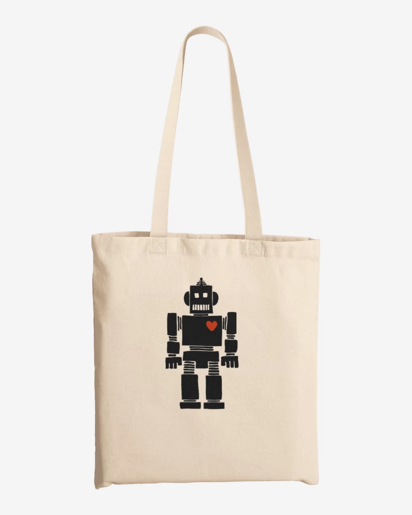 Totebag corazon de robot