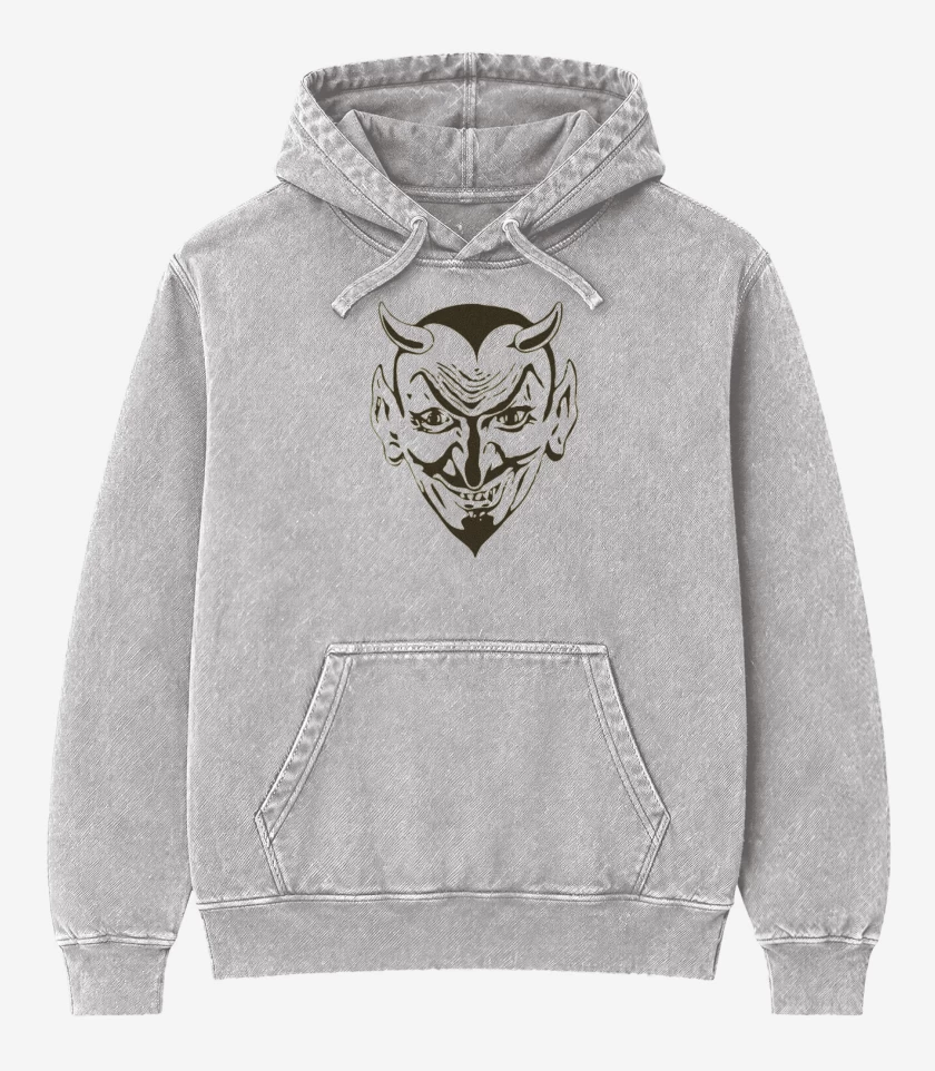Poleron Canguro Acid Wash Gris Melange de devil