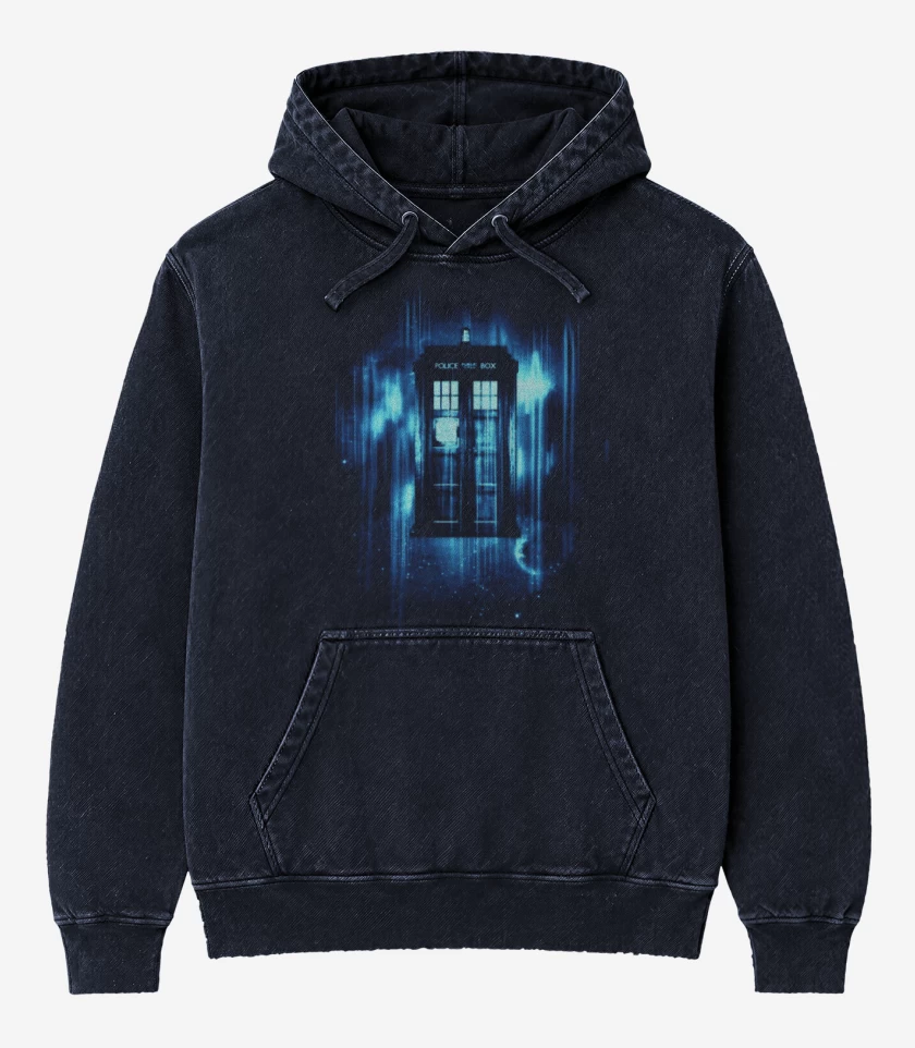 Poleron Canguro Acid Wash Azul Marino de Doctor W
