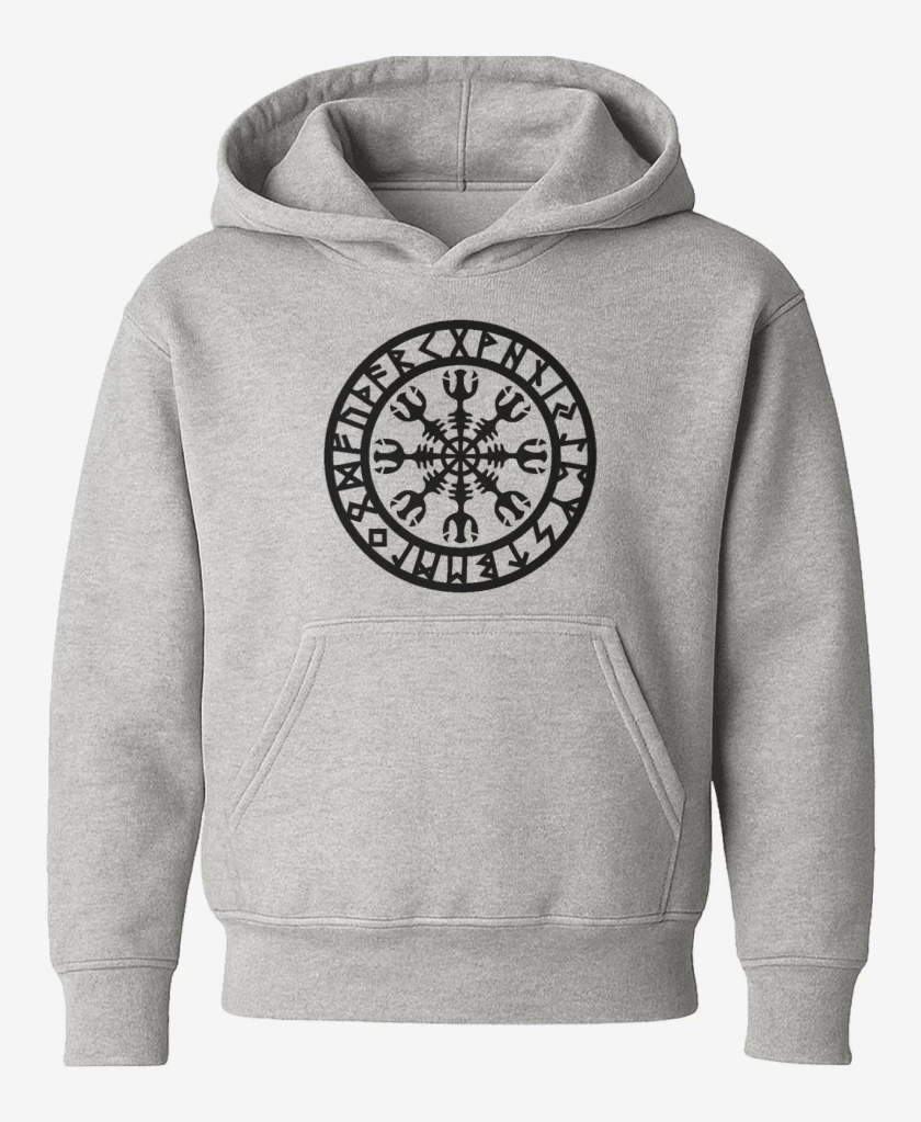 Poleron de niño Gris Melange de Escudo vikingo