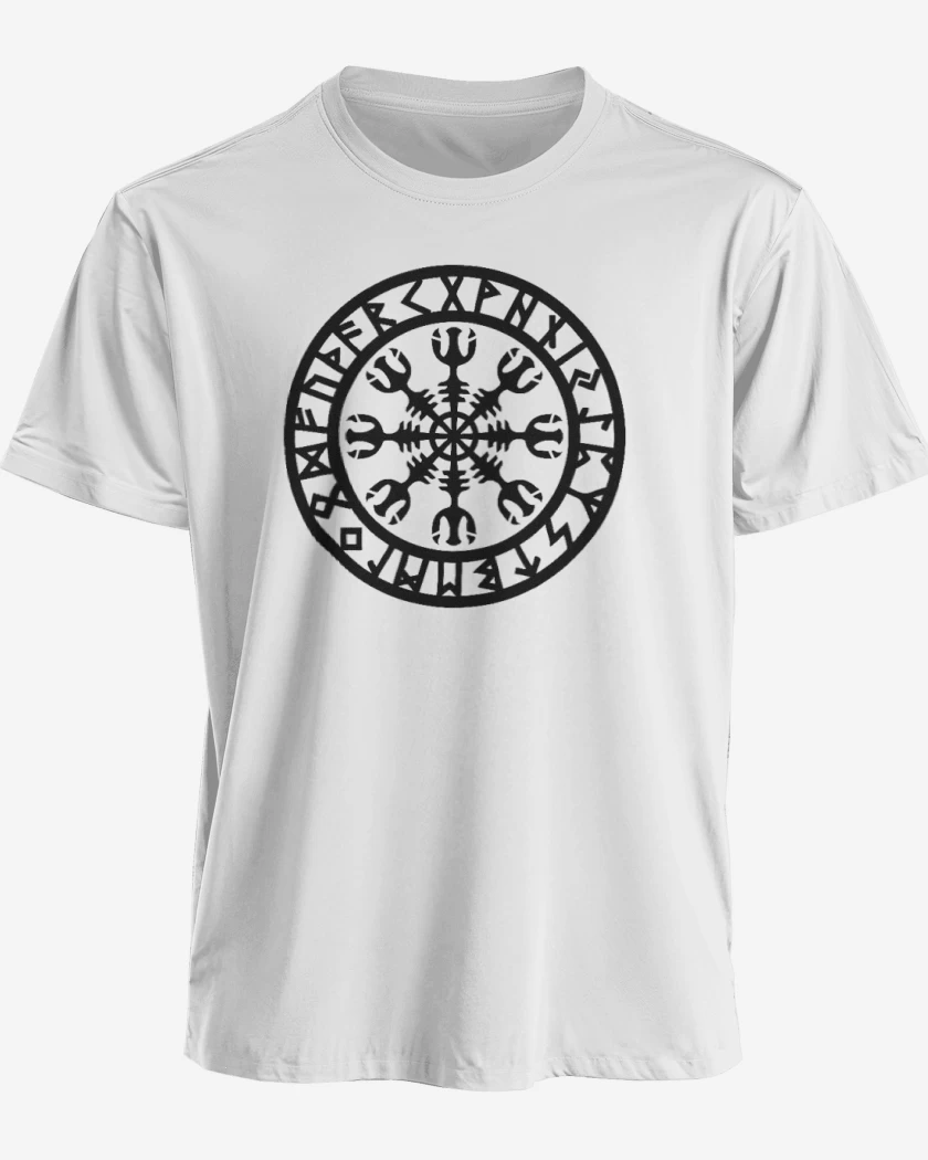 Polera premium Blanco de Escudo vikingo