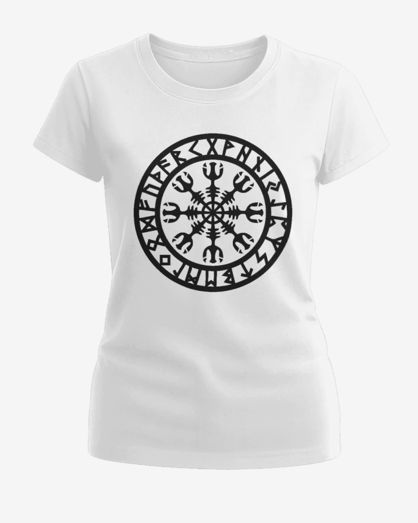 Polera de Mujer Blanco de Escudo vikingo