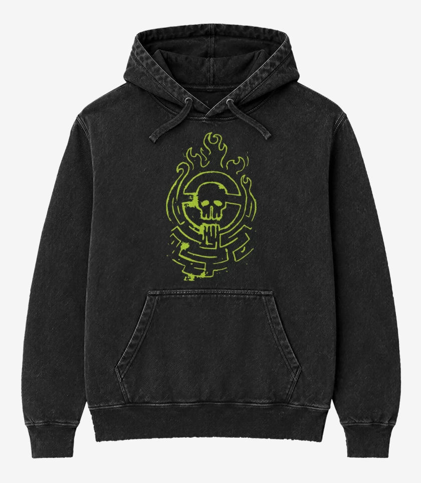 Poleron Canguro Acid Wash Negro de Furia en el camino