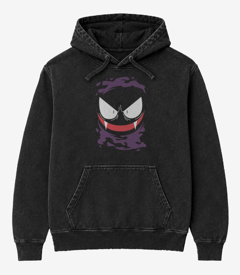 Poleron Canguro Acid Wash Negro de Gassstly