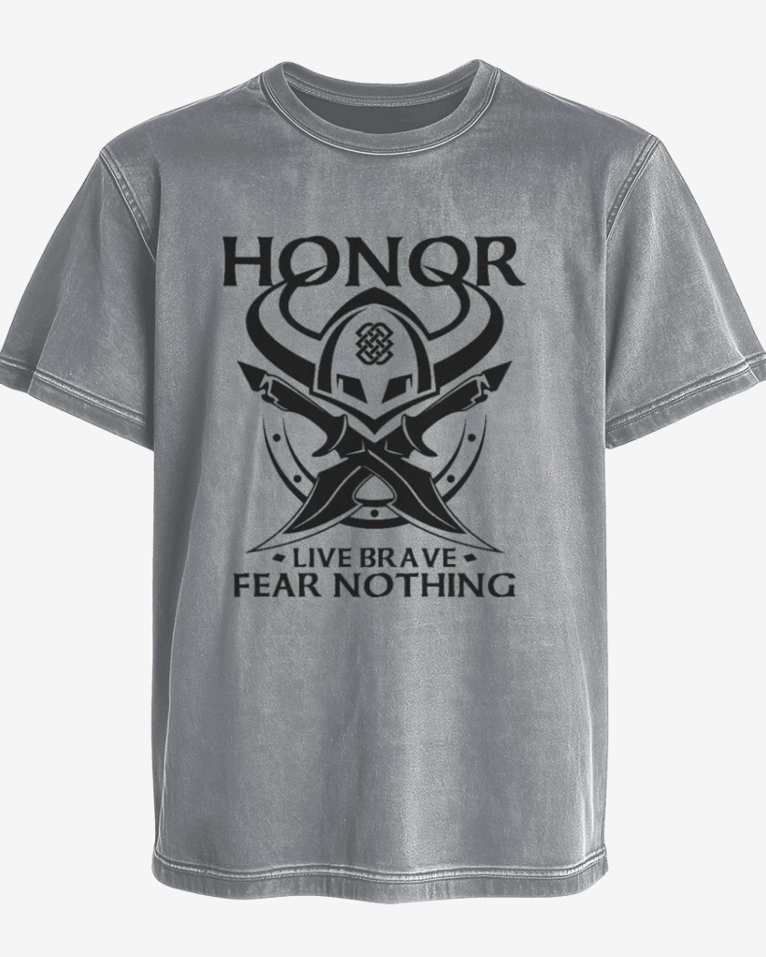 Polera desgastada Gris Melange de Honor vikingo