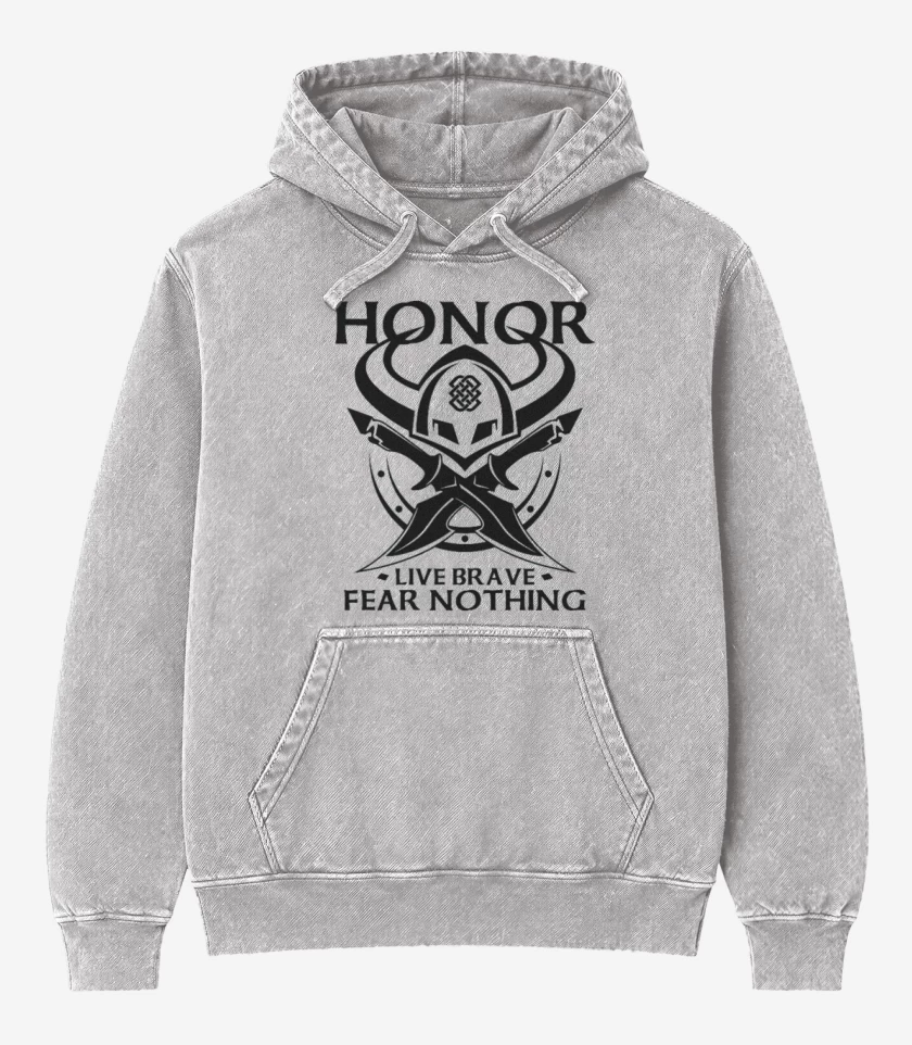 Poleron Canguro Acid Wash Gris Melange de Honor vikingo