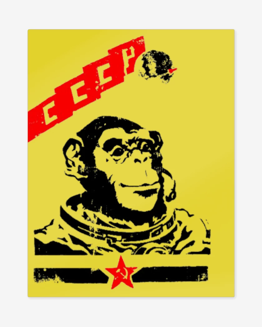 Print metalico Amarillo de Mono espacial