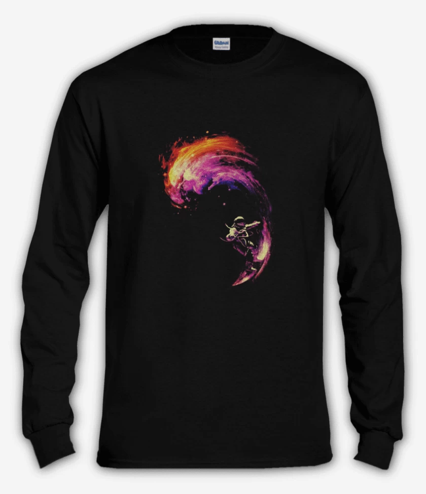 Polera manga larga Negro de space surf