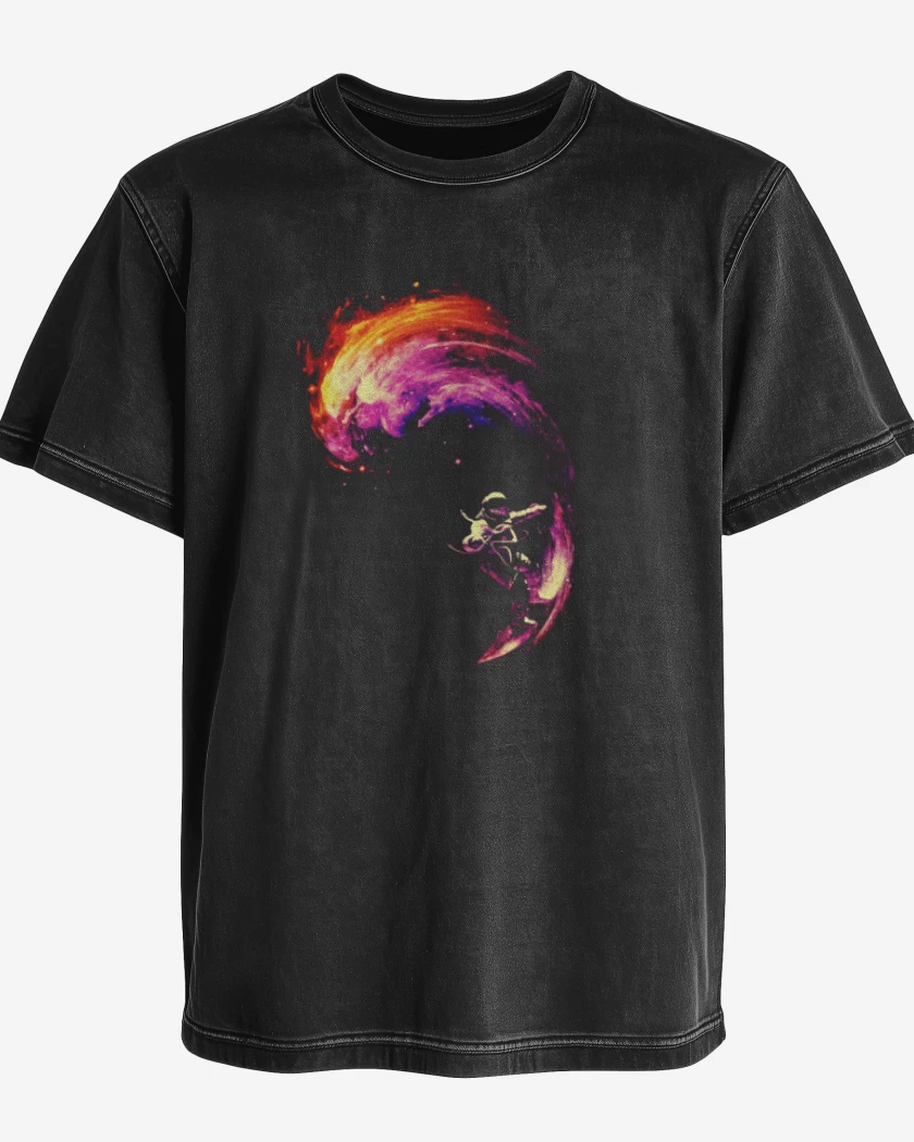 Polera desgastada space surf
