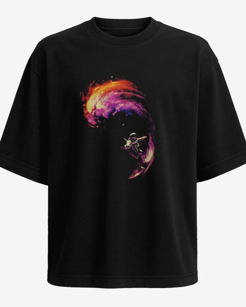 Polera Oversize Negro de space surf