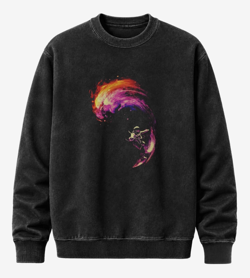 Poleron Polo Acid Wash Negro de space surf