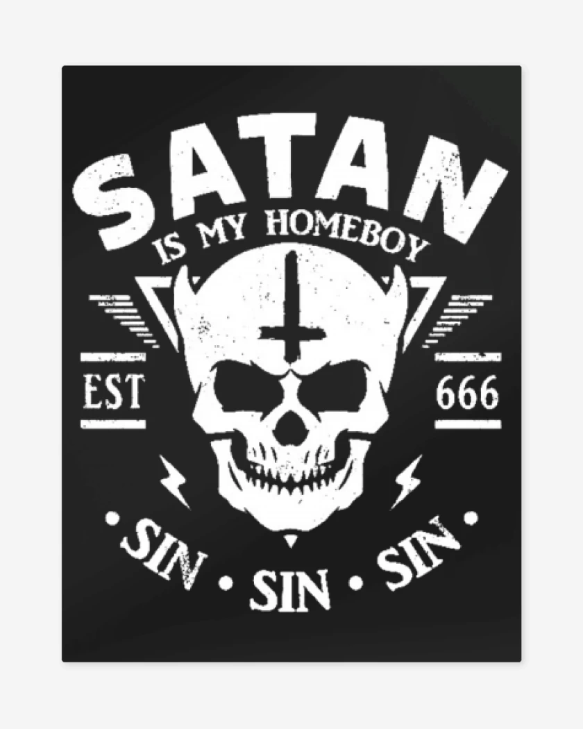 Print metalico Negro de Satan es mi copiloto