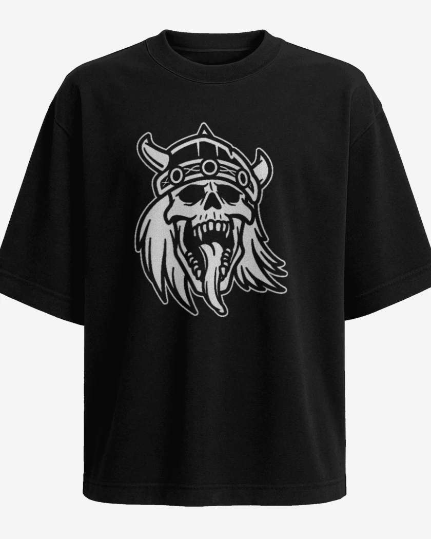 Polera Oversize Negro de Vikingo de la muerte