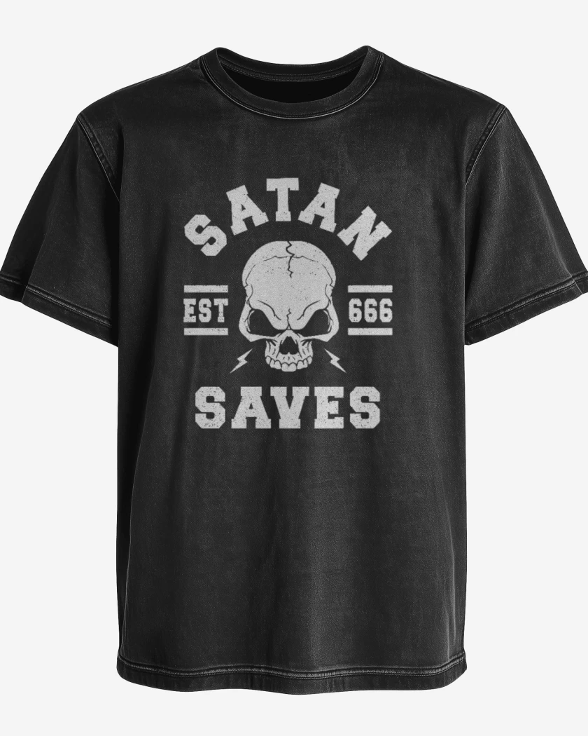 Polera desgastada Negro de Satan Salva