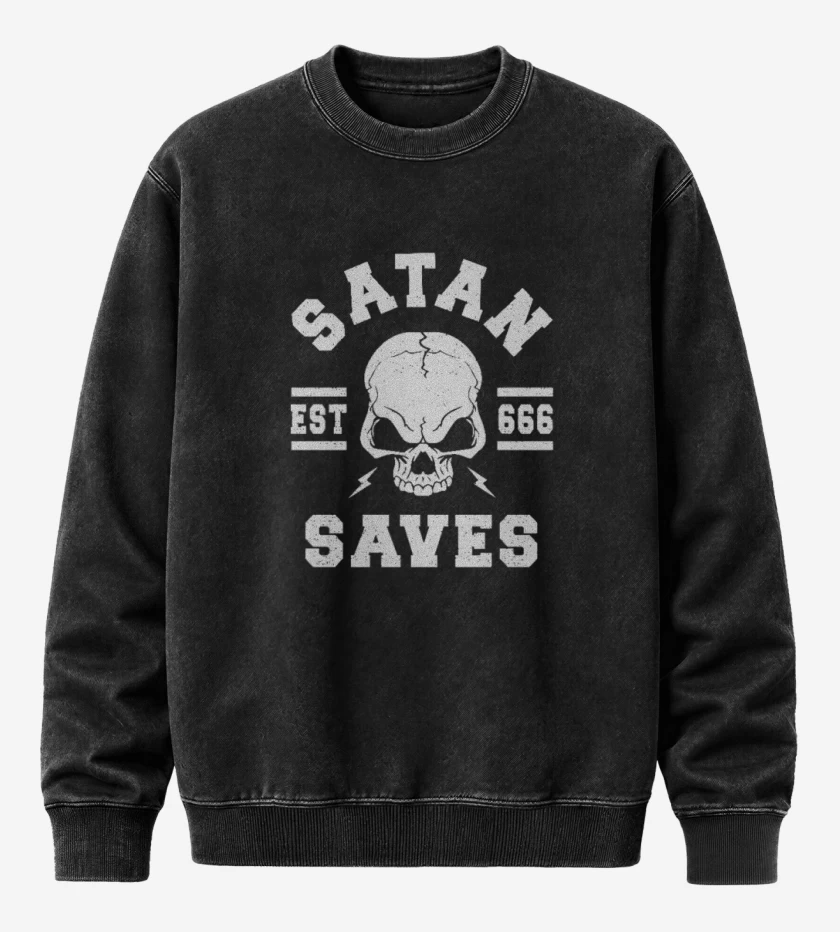 Poleron Polo Acid Wash Negro de Satan Salva