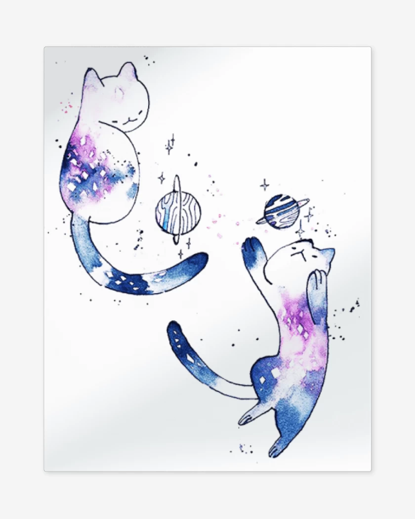Print metalico Blanco de Gatitos Jugando