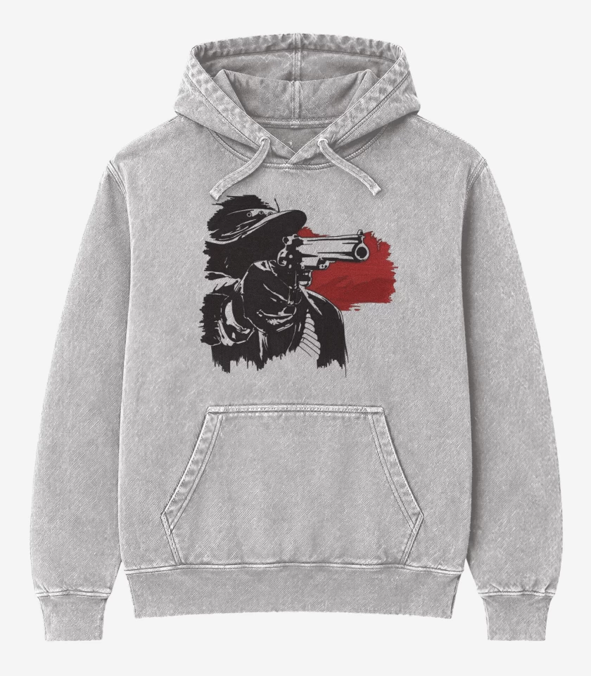 Poleron Canguro Acid Wash Gris Melange de John Marston