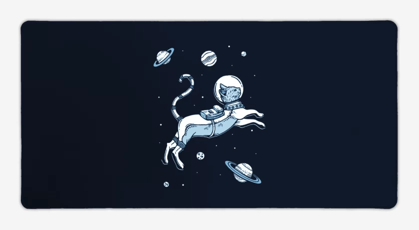 Mouse pad Gamer Gatito espacial con planetas