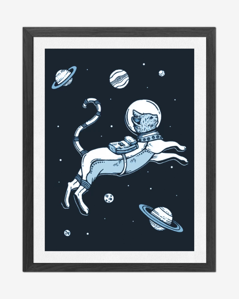 Cuadro decorativo Gatito espacial con planetas