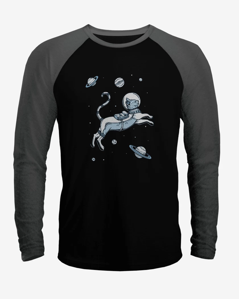 Polera Raglan Gatito espacial con planetas