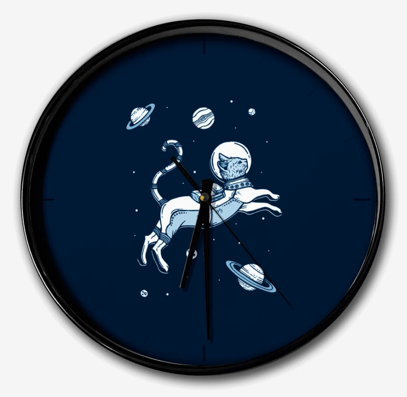 Reloj Azul Marino de Gatito espacial con planetas