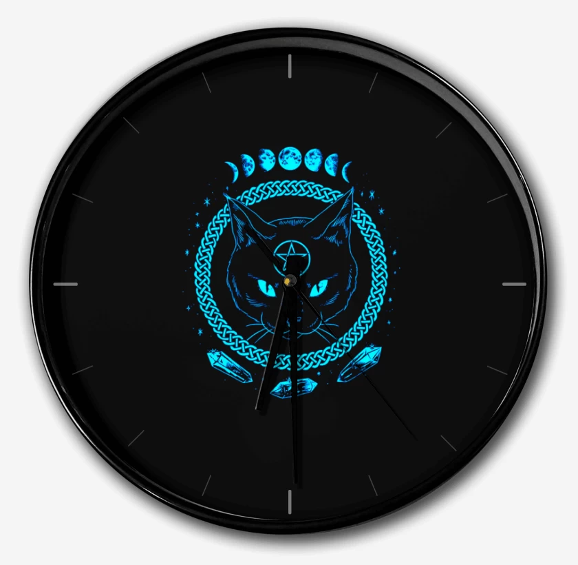 Reloj Negro de Gato estrella cinco puntas 