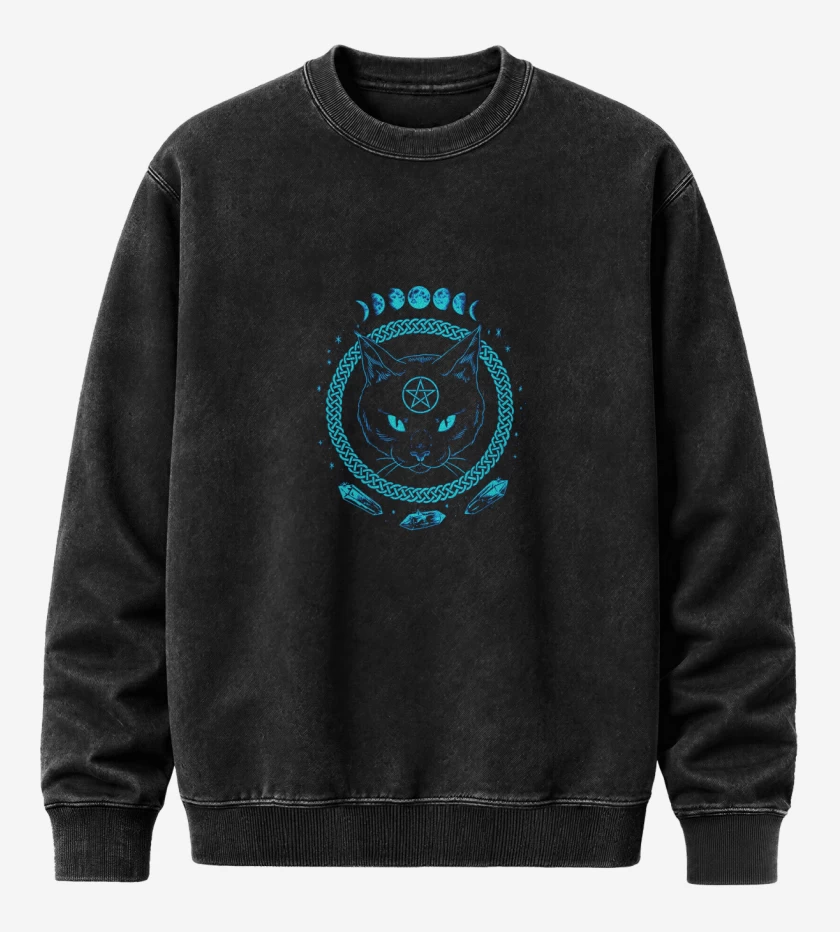 Poleron Polo Acid Wash Negro de Gato estrella cinco puntas 