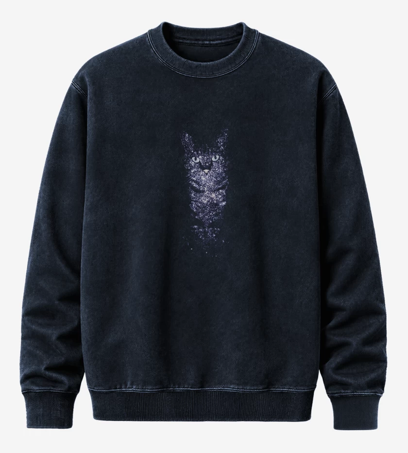 Poleron Polo Acid Wash Azul Marino de Gatito estelar