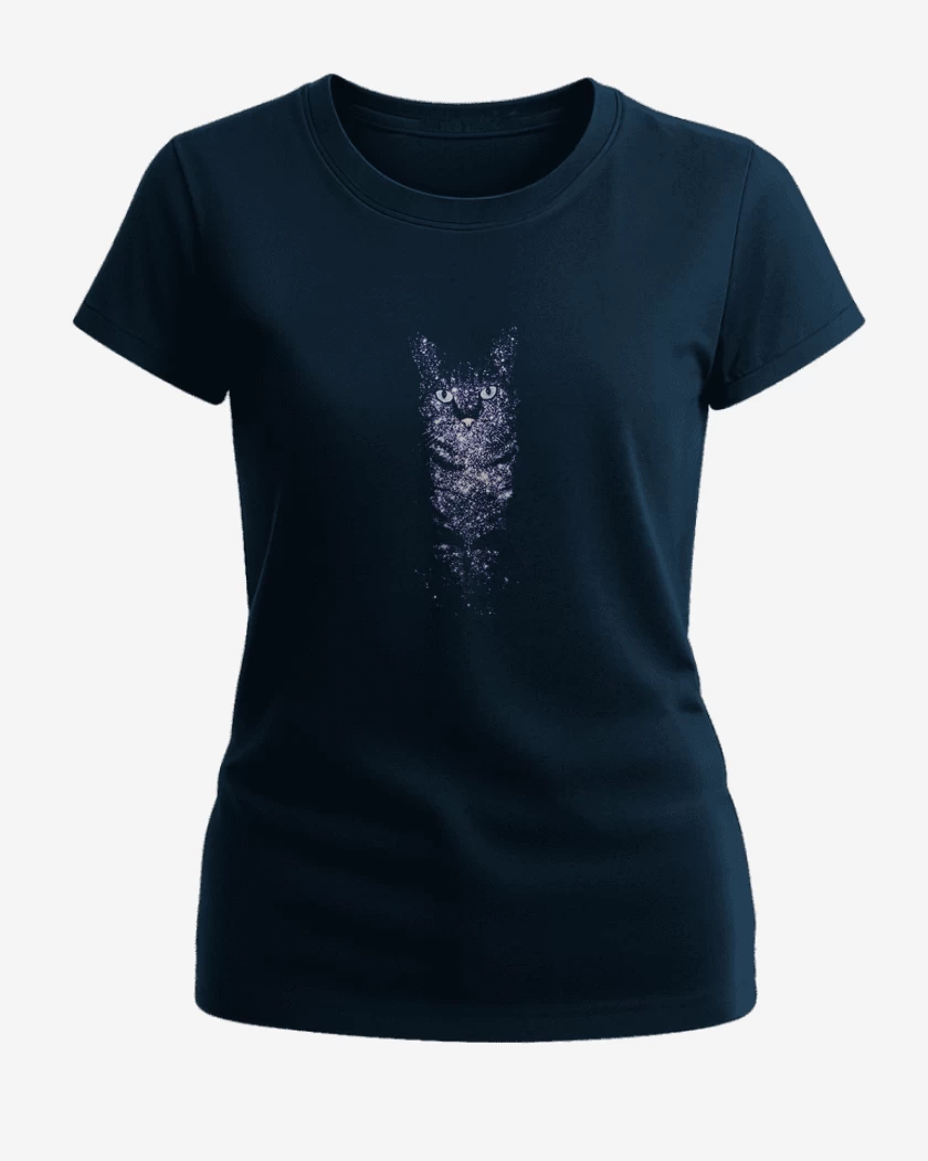 Polera de Mujer Azul Marino de Gatito estelar