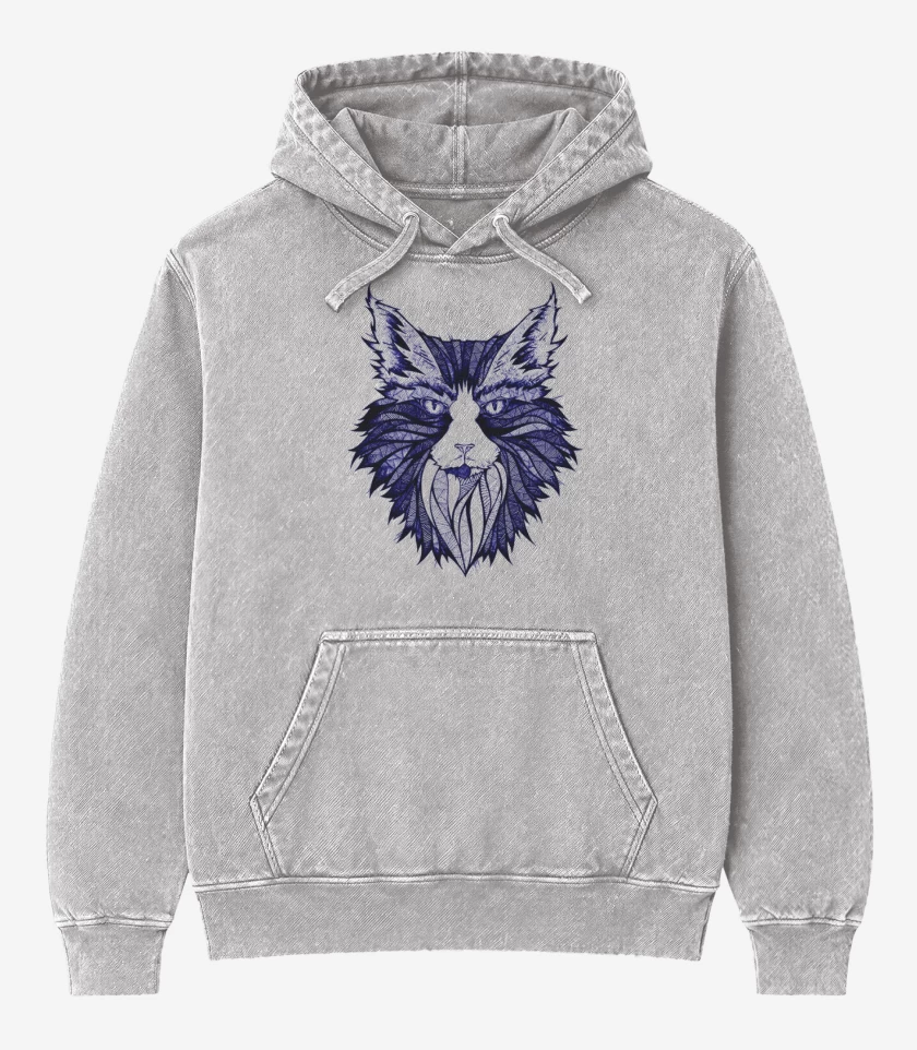 Poleron Canguro Acid Wash Gris Melange de Felino