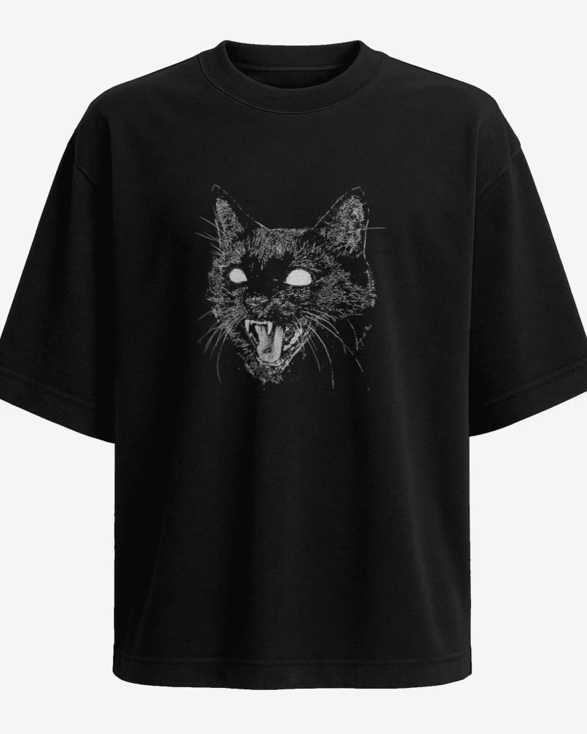 Polera Oversize Gato negro