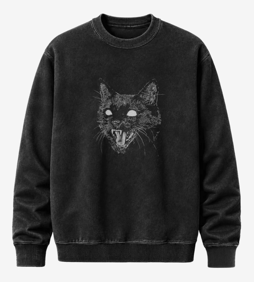 Poleron Polo Acid Wash Negro de Gato negro