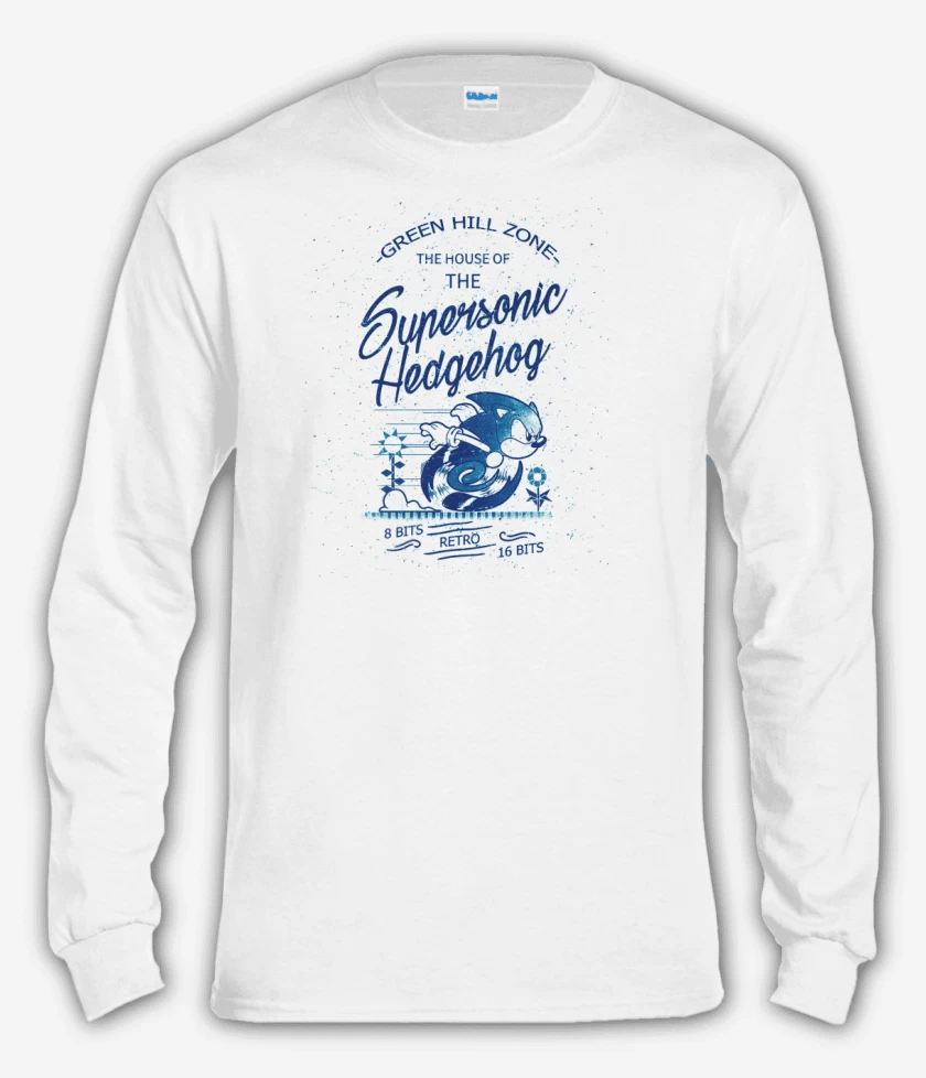 Polera manga larga Blanco de Supersonic Hedgehog