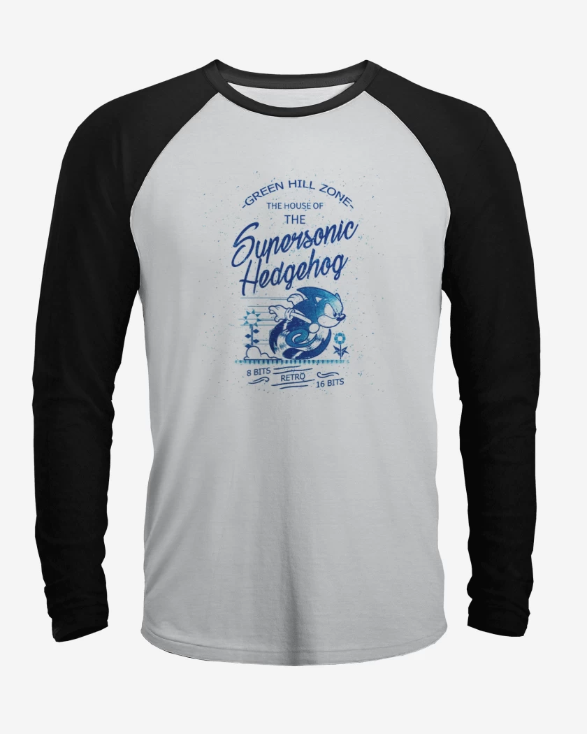 Polera Raglan Blanco / Negro de Supersonic Hedgehog