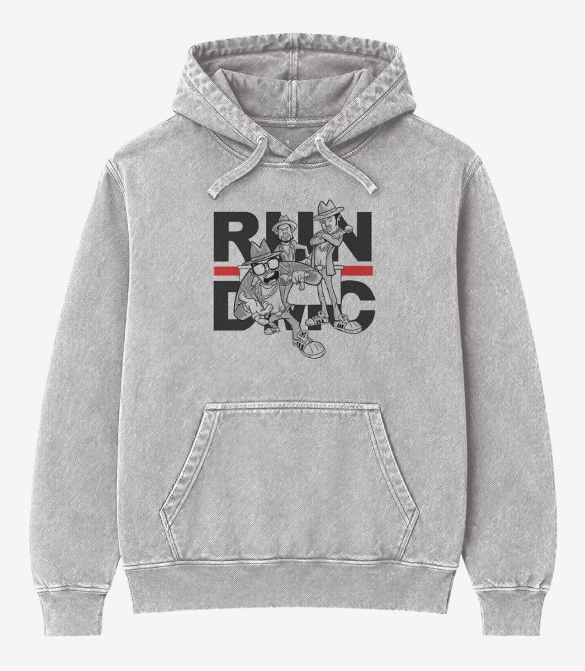Poleron Canguro Acid Wash Gris Melange de RUN DMC