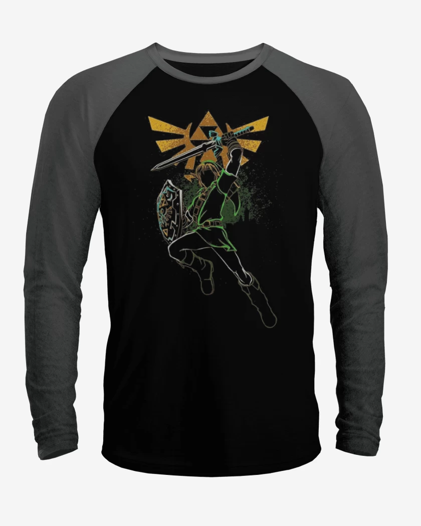 Polera Raglan Negro / Negro Heather de Link Saltando