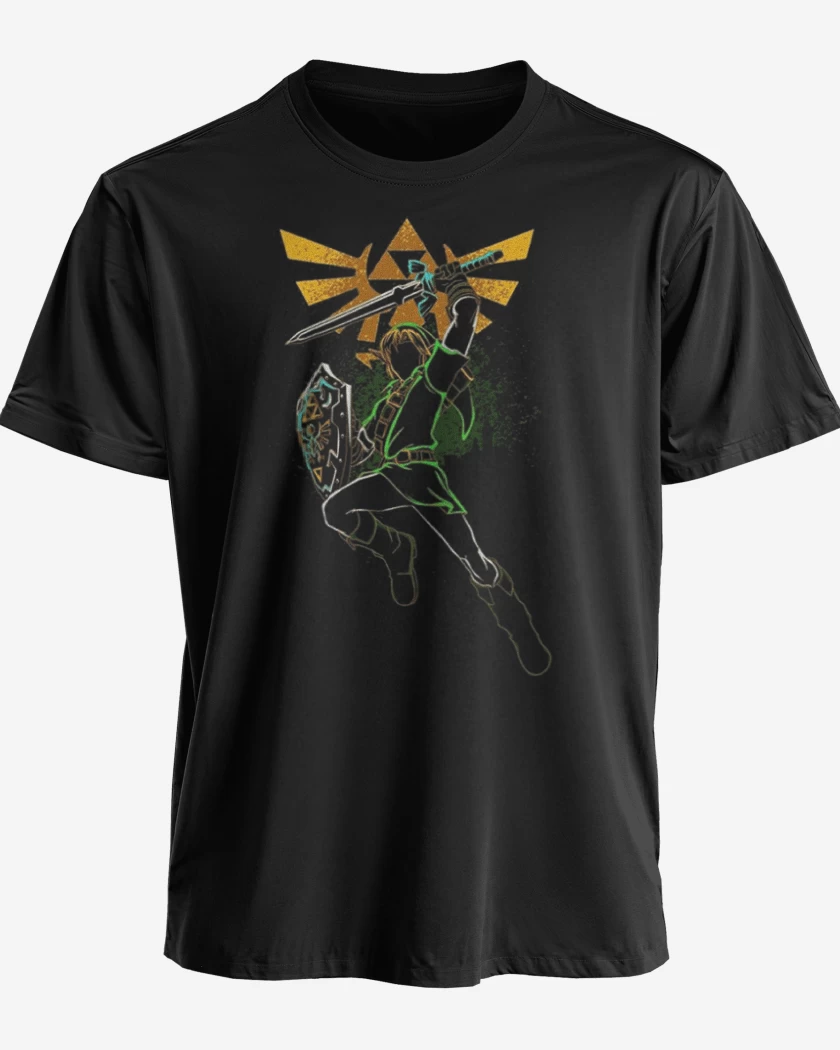 Polera premium Negro de Link Saltando