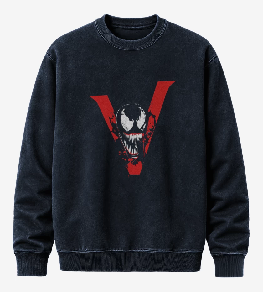 Poleron Polo Acid Wash Azul Marino de V veneno 
