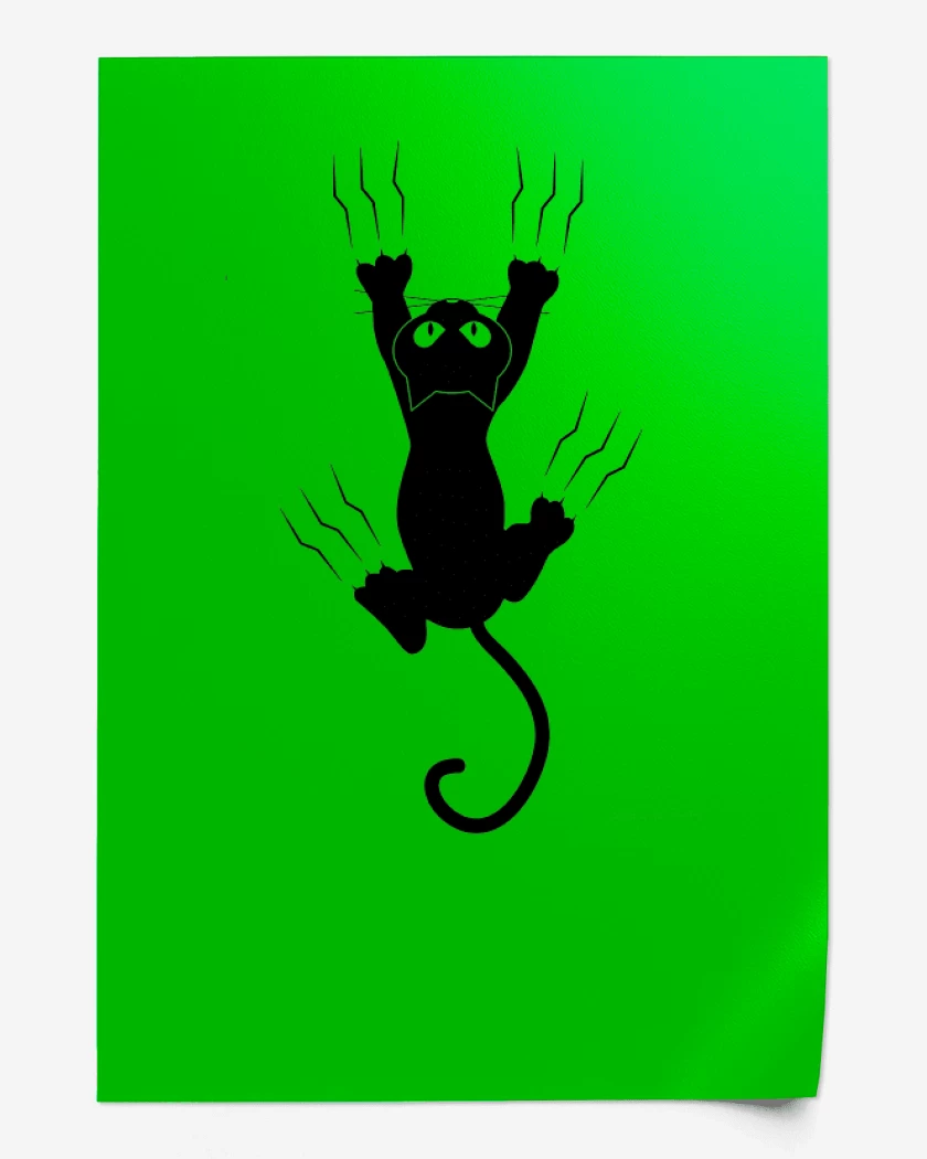 Print Verde jade de Gatito uñas 