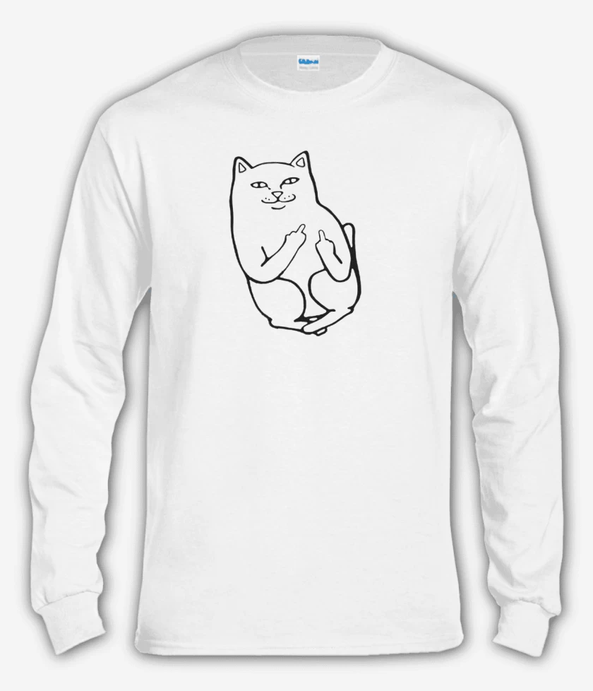 Polera manga larga Blanco de Gatito oyuo
