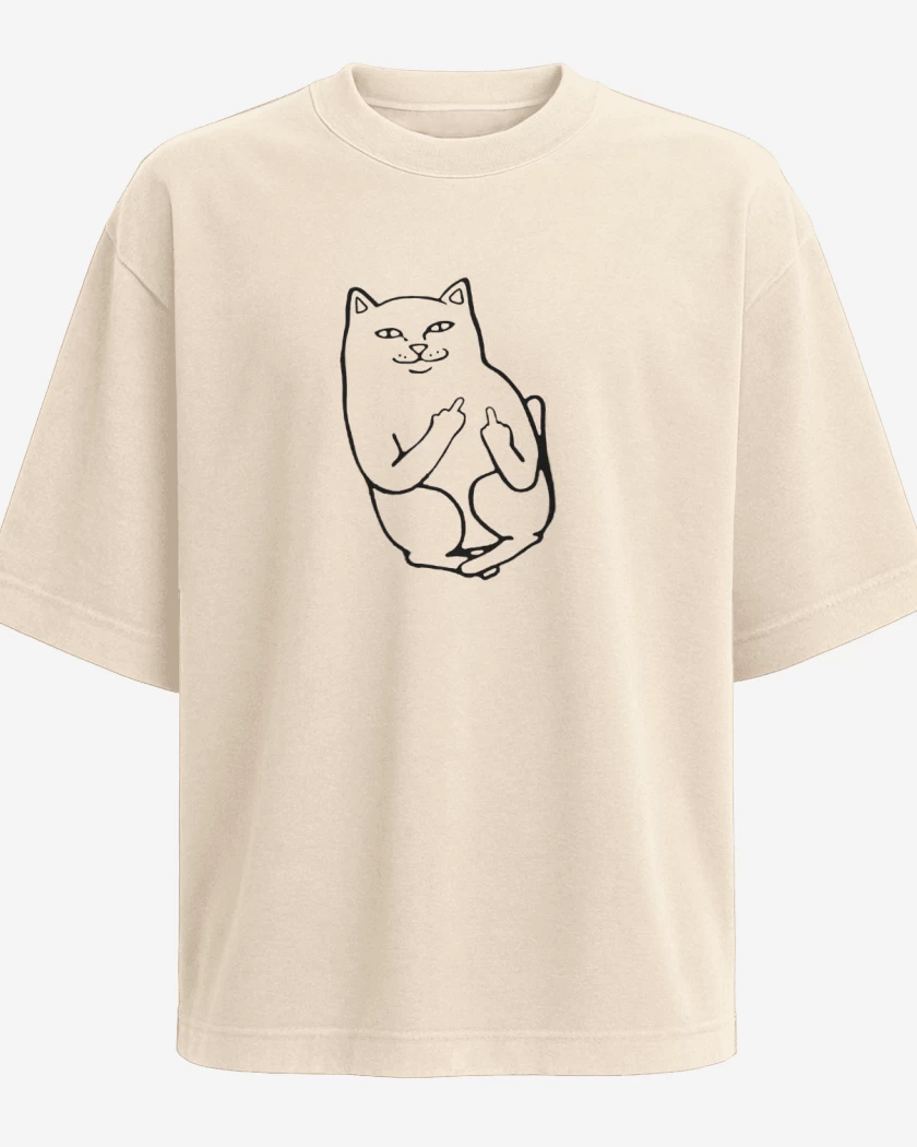 Polera Oversize Beige de Gatito oyuo