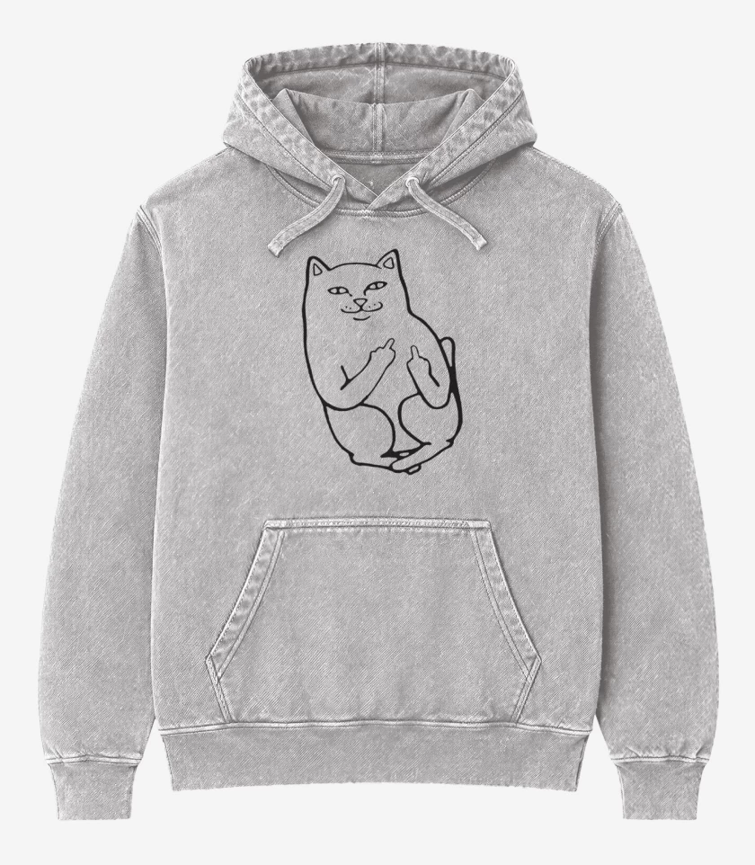 Poleron Canguro Acid Wash Gris Melange de Gatito oyuo