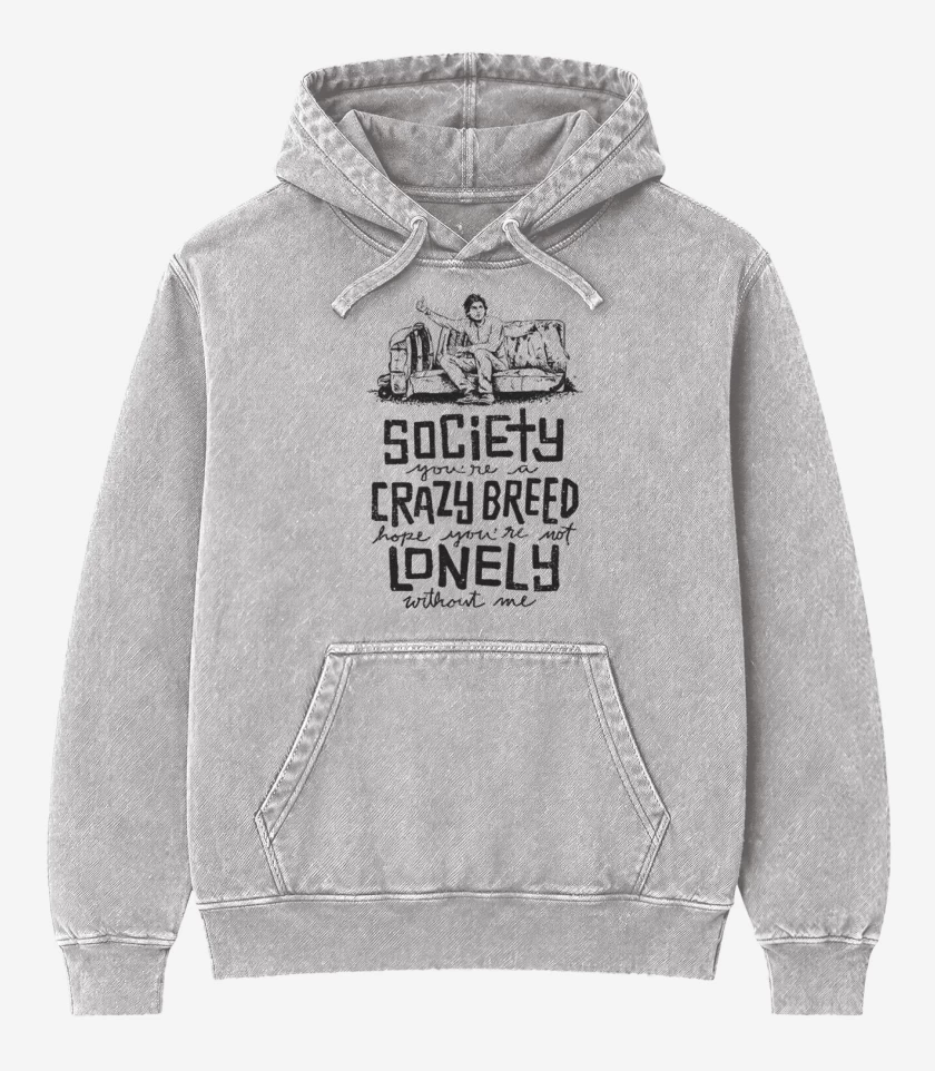 Poleron Canguro Acid Wash Gris Melange de Into the wild society