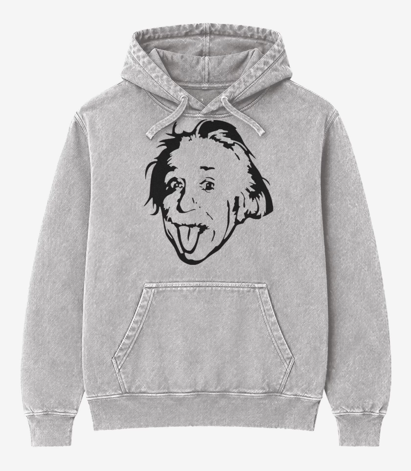 Poleron Canguro Acid Wash Gris Melange de Albert Einstein