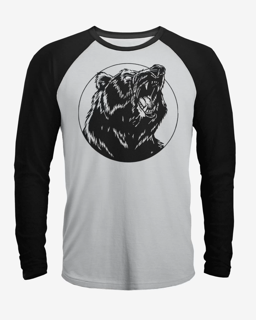 Polera Raglan Blanco / Negro de Oso
