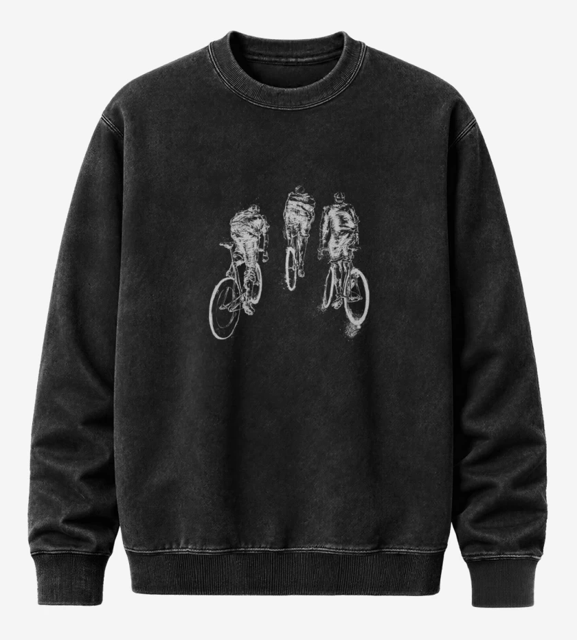 Poleron Polo Acid Wash Negro de Bici