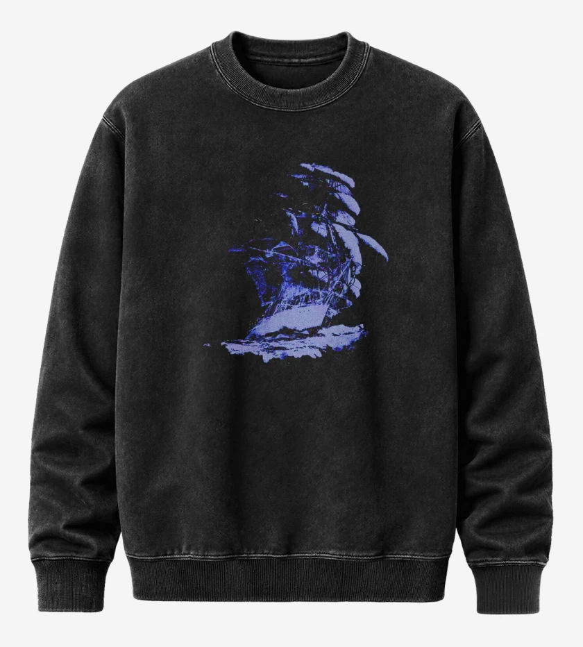 Poleron Polo Acid Wash Negro de Barco