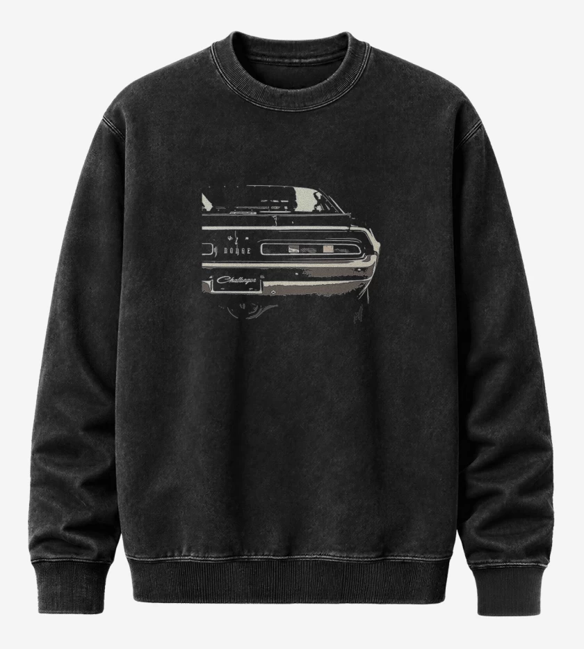 Poleron Polo Acid Wash Negro de Dodge Challenger
