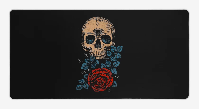 Mouse pad Gamer Negro de Skull and roses